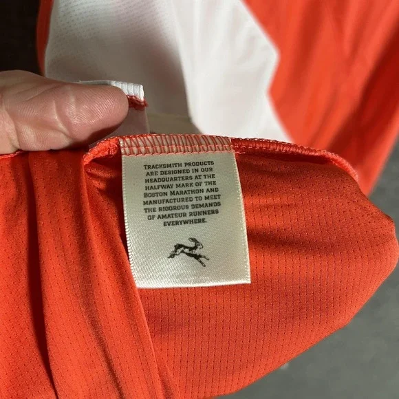 Tracksmith Shirt Mens XL Orange White Tank Top Running Singlet Mesh Athletic - Picture 8 of 11
